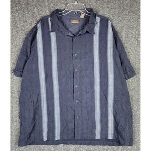 Cafe Luna Shirt Mens 3XL Short Sleeve Striped Blue Button-Down EUC